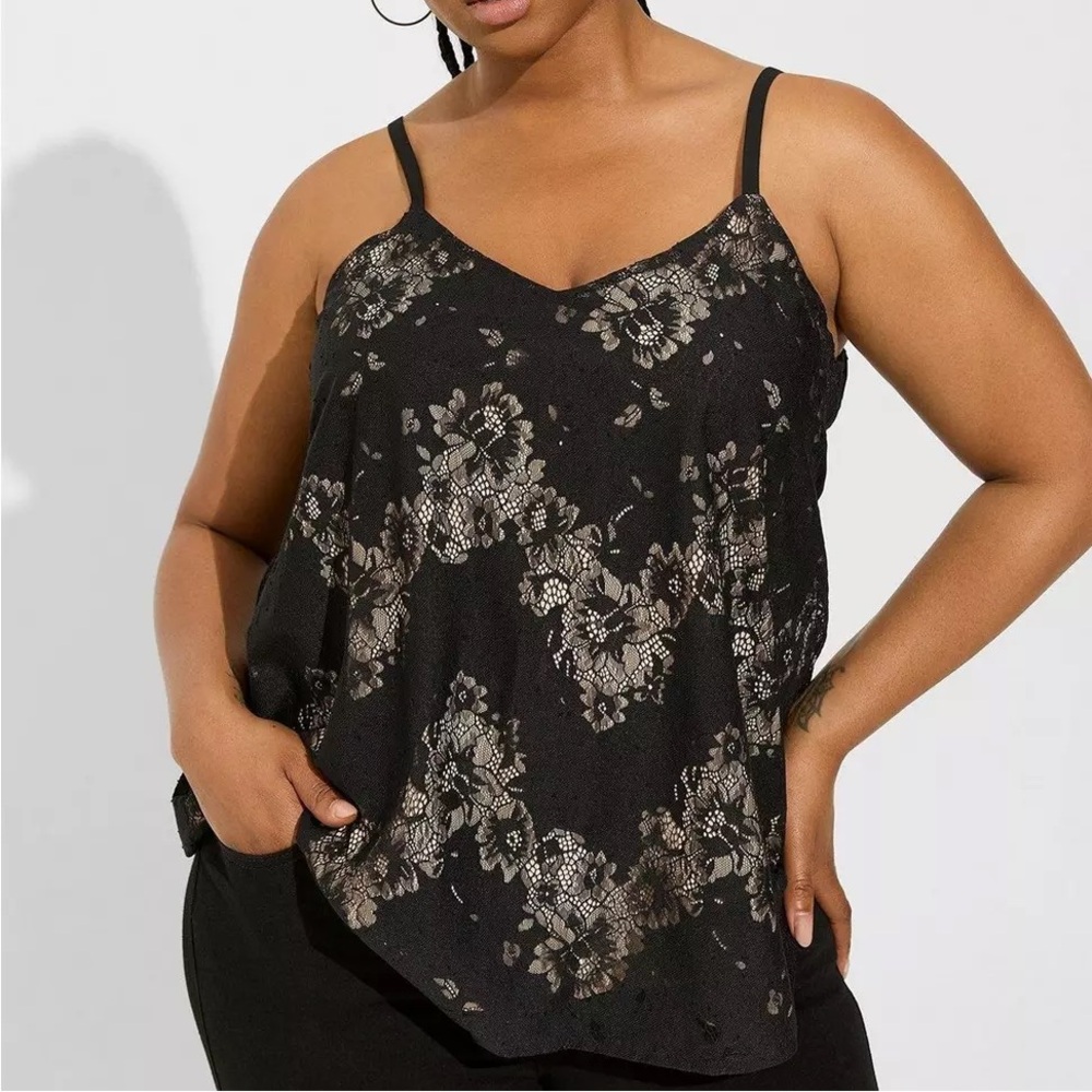 EUC Torrid 4X Sophie Lace Cami Deep Black Plus Size